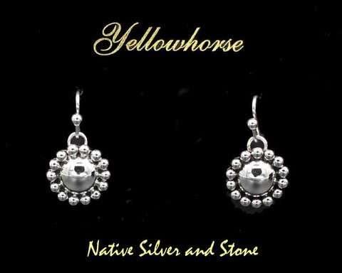 Z Artie Yellowhorse - Navajo<br>5/8" Earrings<br>9mm Dome<br>Single Bead<br>Hook<br>Sterling All-Silver<br>Size 1