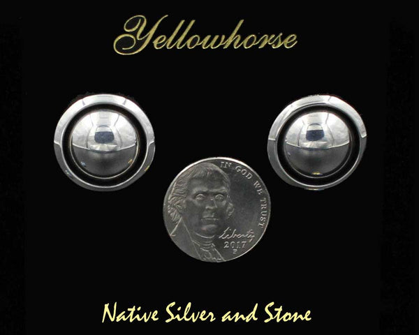 Z Artie Yellowhorse - Navajo<br>11/16" Earrings<br>12mm Dome<br>Shadowbox<br>Hook<br>Sterling All-Silver