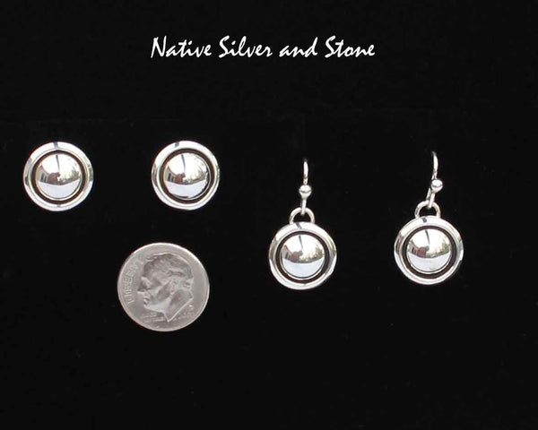 Z Artie Yellowhorse - Navajo<br>1/2" Earrings<br>Shadowbox<br>10mm Silver Dome<br>Post<br>Sterling All-Silver