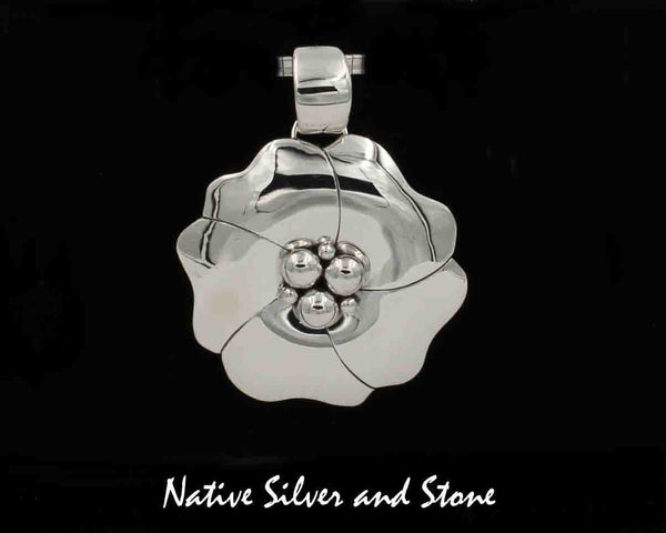 Z Artie Yellowhorse - Navajo<br>1-3/4" Pendant<br>Size 4-X-Large<br>Dogwood Blossom/Flower 6B<br>Original Design<br>Sterling Silver