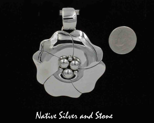 Z Artie Yellowhorse - Navajo<br>1-3/4" Pendant<br>Size 4-X-Large<br>Dogwood Blossom/Flower 6B<br>Original Design<br>Sterling Silver