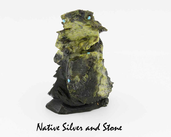 Z Horned Toads (Two Stacked)<br>Zuni Fetish Carving<br>Ben Kaamasee<br>Serpentine w Turquoise Accents