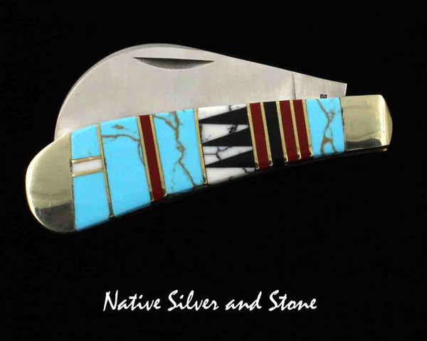 Z Bevis Tsadiasi - Zuni<br>Schrade 160T<br>Hawkbill Pruner Knife<br>Custom Inlay