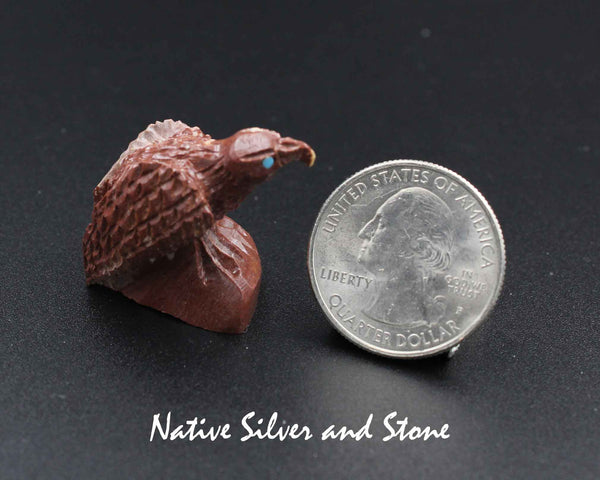 Z Eagle - Small-  Zuni Fetish Carving<br>Chris Peina<br>Pipestone with Turquoise Eyes