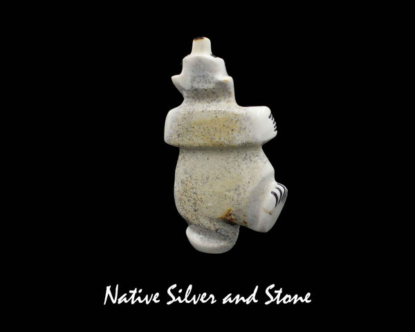 Z Bear-Singing on Left Leg<br>Zuni Fetish Carving<br>Claudia Peina (Kallestewa)<br>Antler with Jet