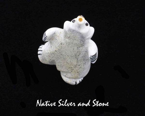 Z Bear-Singing on Left Leg<br>Zuni Fetish Carving<br>Claudia Peina (Kallestewa)<br>Antler with Jet