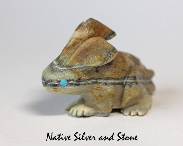 Z Rabbit<br>Zuni Fetish Carving<br>Dane Malani<br>Picasso Marble with<br>Turquoise Eyes