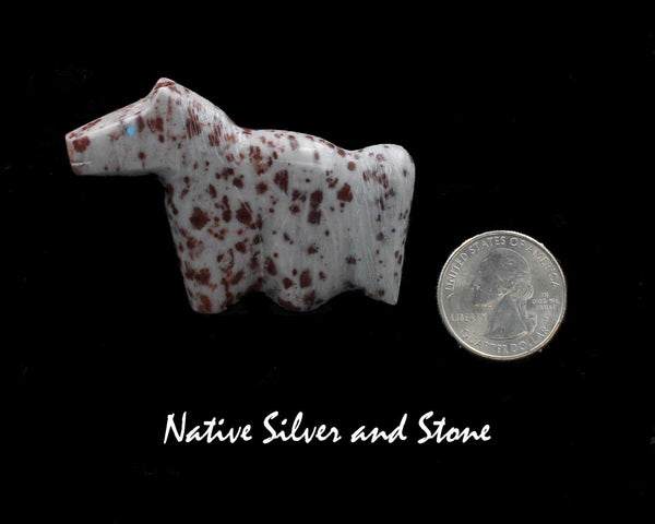 Horse<br>Zuni Fetish Carving<br>Daphne Quam<br>Serpentine<br>Turquoise Accent