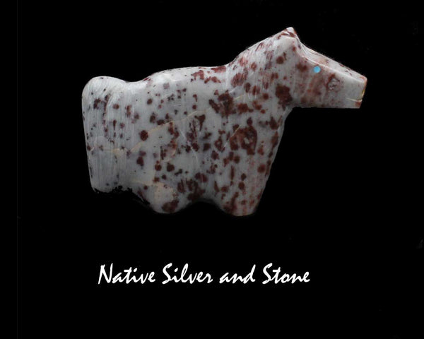 Horse<br>Zuni Fetish Carving<br>Daphne Quam<br>Serpentine<br>Turquoise Accent