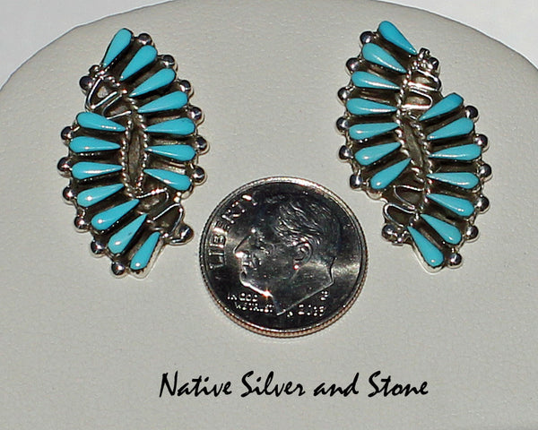 Z EZP - Miscellaneous Artist<br>Zuni Jewelry<br>Earrings - Post/Stud<br>2 Needlepoint Arcs in Sterling Silver