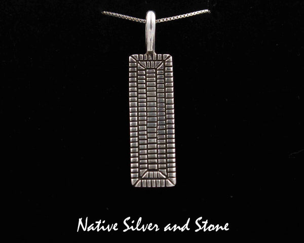 Z Elgin Tom - Navajo<br>1-1/8" Pendant<br>Maize - Vertical Rectangle<br>Cast Sterling Silver