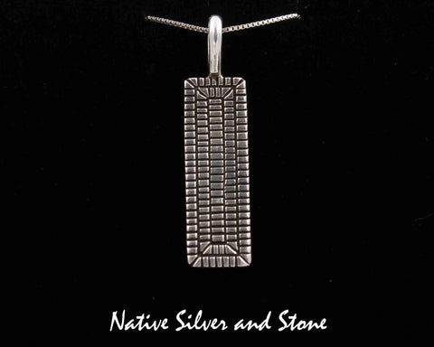 Z Elgin Tom - Navajo<br>1-1/8" Pendant<br>Maize - Vertical Rectangle<br>Cast Sterling Silver