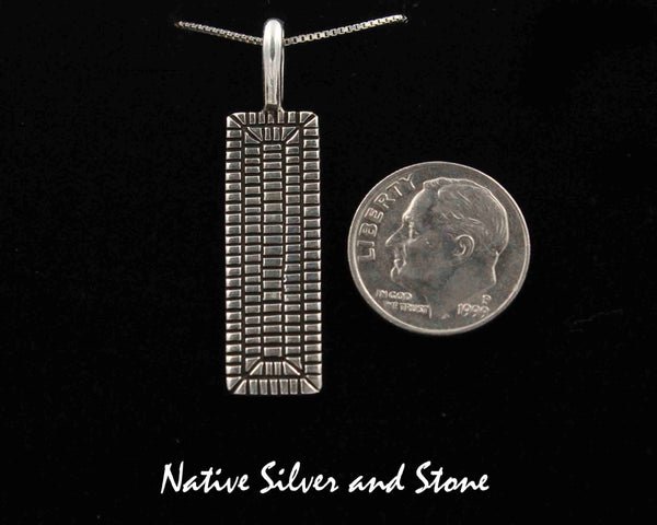 Z Elgin Tom - Navajo<br>1-1/8" Pendant<br>Maize - Vertical Rectangle<br>Cast Sterling Silver