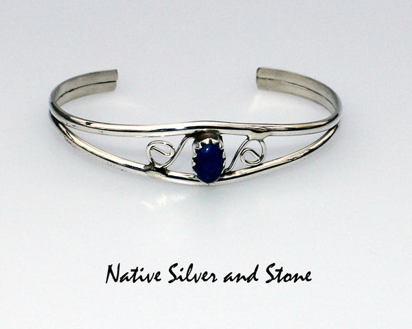 Emma Lincoln - Navajo<br>Cuff Bracelet for Baby<br>Lapis in<br>Sterling Silver<br>Size 4-1/4"  Baby