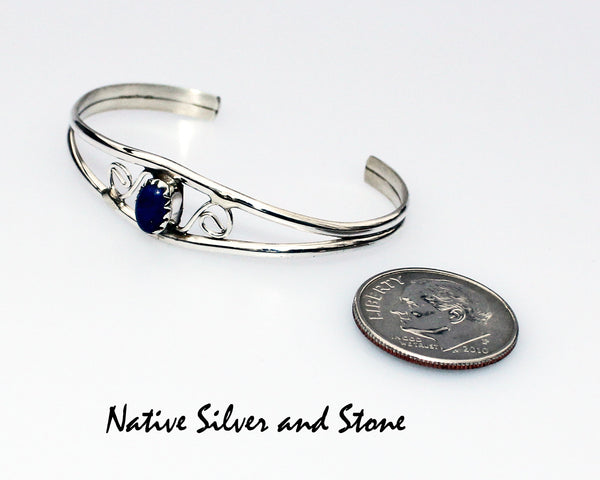 Emma Lincoln - Navajo<br>Cuff Bracelet for Baby<br>Lapis in<br>Sterling Silver<br>Size 4-1/4"  Baby