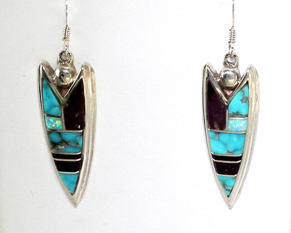 FAT-Arrowhead-1-Purple-Spiny-Turquoise-Opal-French-Wire-Earrings