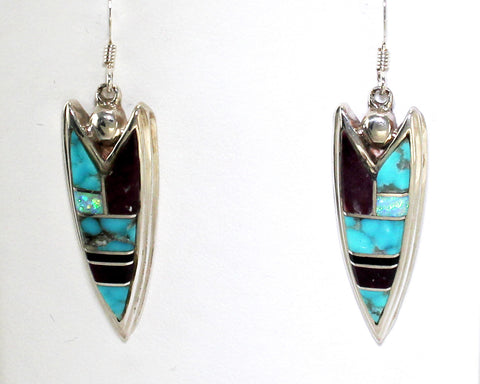 FAT-Arrowhead-1-Purple-Spiny-Turquoise-Opal-French-Wire-Earrings