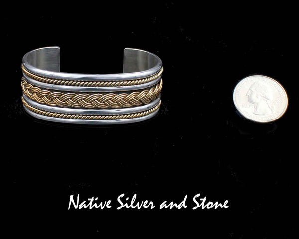 Z Franklin & Verna Tahe - Navajo<br>15/16" Bracelet Cuff <br>**Last One**<br>Twisted Rope & Wire<br>12K Gold Fill & Sterling Silver<br>Size: 6-5/16"