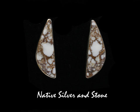 Fred Guerro, Jr - Navajo<br>1-1/8" Earrings<br><br>Small Triangle Wildhorse/Appaloosa<br>Post<br>Sterling Silver