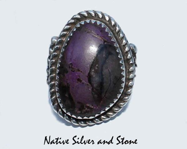 Z Gene & Martha Jackson<br>Both Deceased<br>Navajo<br>Sugilite<br>Freeform Soft Triangle<br>Sterling Silver<br>Size 7-1/2