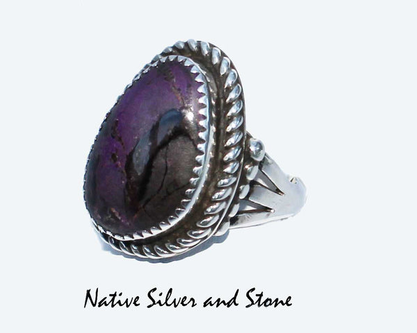 Z Gene & Martha Jackson<br>Both Deceased<br>Navajo<br>Sugilite<br>Freeform Soft Triangle<br>Sterling Silver<br>Size 7-1/2