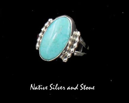 Z Gene & Martha Jackson<br>Both Deceased<br>Navajo<br>Turquoise<br>Oval<br>Sterling Silver<br>Size 6+