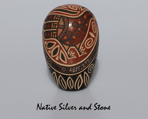 Z Glendora (Daubs) Fragua<br>Handmade Jemez Seed Pot<br>Bird, Flowers, & Dragonflies