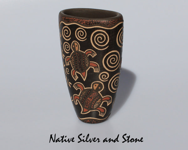 Z Glendora (Daubs) Fragua<br>Handmade Jemez Pueblo Vase<br>Turtles, Flowers, & Dragonflies