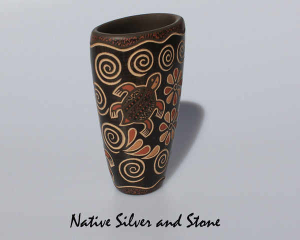 Z Glendora (Daubs) Fragua<br>Handmade Jemez Pueblo Vase<br>Turtles, Flowers, & Dragonflies