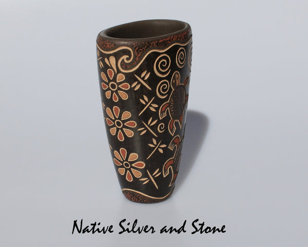 Z Glendora (Daubs) Fragua<br>Handmade Jemez Pueblo Vase<br>Turtles, Flowers, & Dragonflies