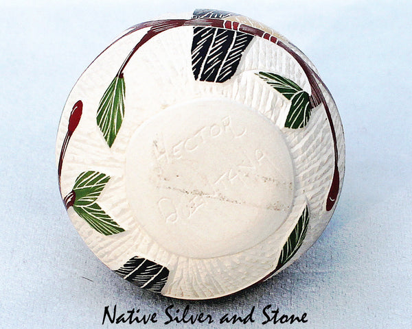 Z Hector Quintana<br>Mata Ortiz/Nuevo Casa Grandes<br>Pottery - Handmade<br>Bird with Berry Branch<br>Multi-Color Scraffito <br>Vase