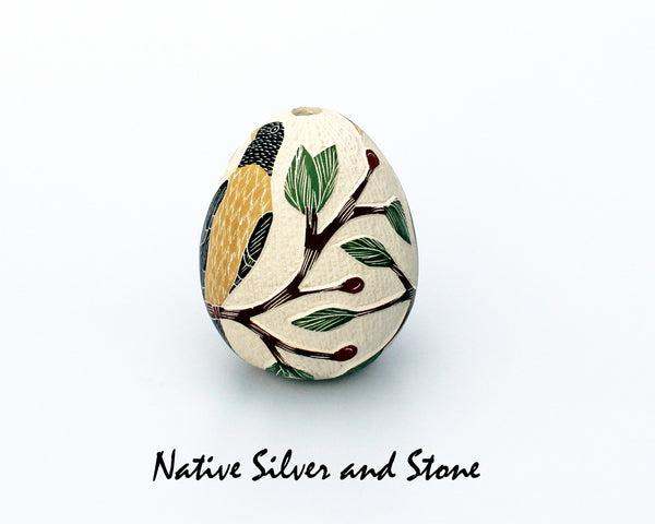 Z Hector Quintana<br>Mata Ortiz/Nuevo Casa Grandes<br>Pottery - Handmade<br>Bird with Berry Branch<br>Multi-Color Scraffito <br>Vase