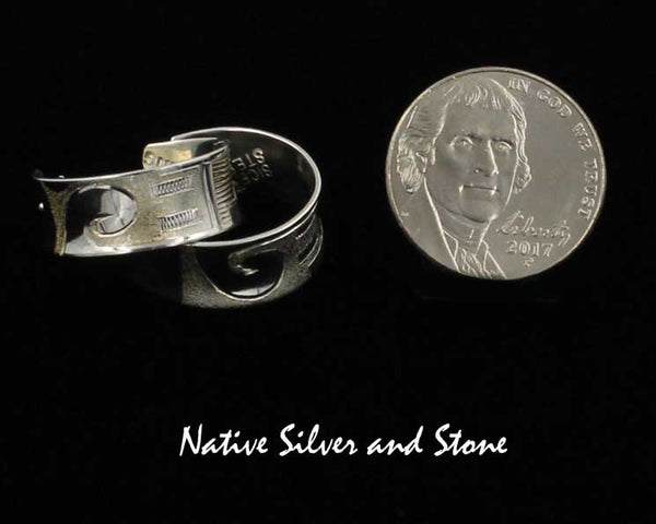 Howard Sice - Hopi Laguna<br>Earrings - Post - Anticlastic<br>Hoops 5/16" Wide<br>Stamped & Etched<br>Argentium Sterling Silver<br>Wind