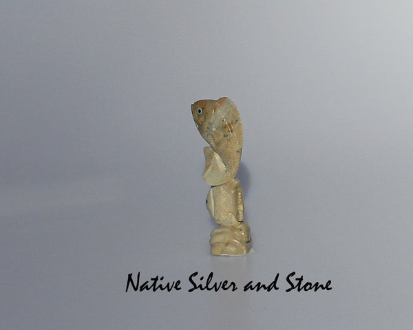 Z Fish - Two Stacked<br>Zuni Fetish Carving<br>Hudson Sandy<br>Picasso Marble w Turquoise & Jet Eyes