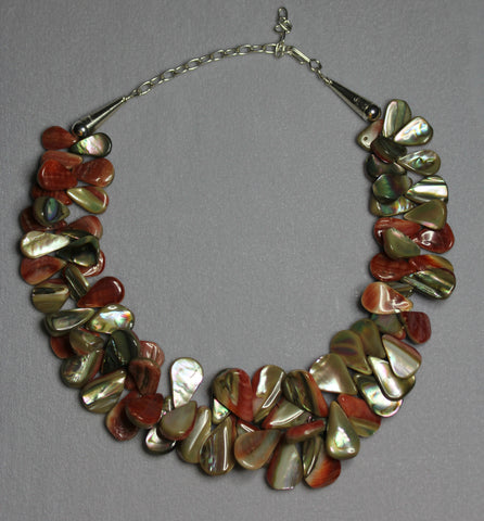 James Del & Doris Coriz<br>Ke-Wa/Santo Domingo Jewelry<br>Necklace Choker<br>Teardrop Abalone Shell