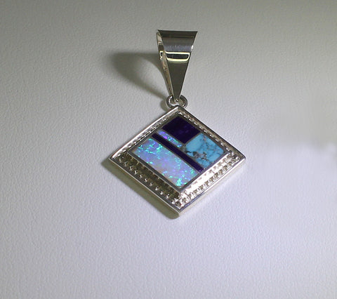 Z Supersmith-David Rosales<br>Pendant<br>P296 Shalako Multi-Inlay<br>Sugilite, Chinese Turquoise<br>& Lab Opal