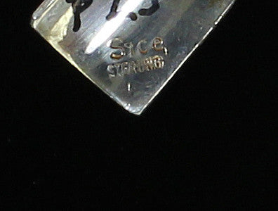 Z Howard Sice (Hopi-Laguna)<br>1-1/16" Earrings - Dangle Post<br>Sterling Silver<br>Ball Top & Triangle<br>Stamped and Etched"