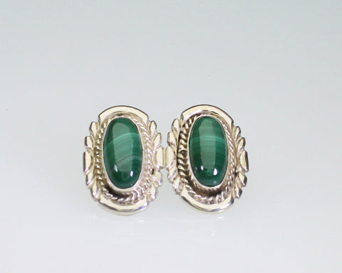 DN25<br>Miscellaneous Artist - PC<br>Navajo Earrings - Post/Stud<br>Silver Ovals with Twist Wire<br>& Sawed Perimeter Accent<br>Available in Various Stones