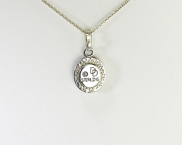 Z Bennard & Frances Dallasvuyaoma Hopi/Pima<br>1/2" Pendant - Germination Seasons<br> Turquoise Dot<br>18" Silver Box Chain<br>Sterling Silver