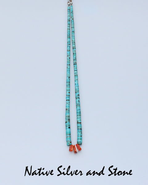 Z James Del & Doris Coriz - Santo Domingo/Kewa - Jacla Necklace - Kingman Turquoise & Orange Spiny Oyster