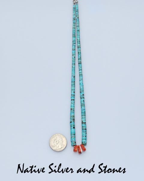 Z James Del & Doris Coriz - Santo Domingo/Kewa - Jacla Necklace - Kingman Turquoise & Orange Spiny Oyster