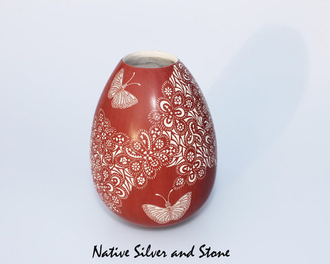 Z Javier Martinez <br>Mata Ortiz/Nuevo Casa Grandes<br>Pottery - Handmade<br>Butterfly & Flower Pot