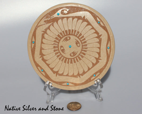 Z Jeanne Gonzales<br>San Ildefonso Pueblo<br>6" Avanyu Mica Plate
