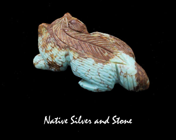 Z Badger<br>Zuni Fetish Carving<br>Karen Zunie<br>Boulder Turquoise<br>Coral Eyes