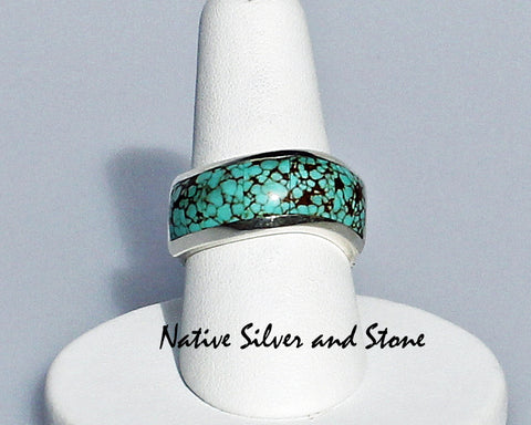 Z Kenneth Bitsie - Navajo<br>Ring Wave Band<br>#8 Turquoise<br>Size 8-3/4
