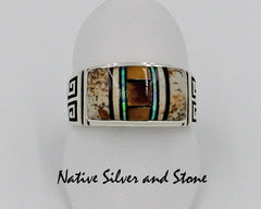 Z Kenneth Bitsie - NavajoNative American Jewelry - RingGreek Band Desi |  Native Silver & Stone LLC