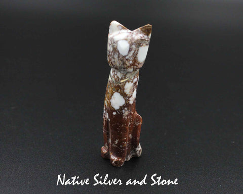 Z Cat (Domestic) - Zuni Fetish Carving<br>Kenny Chavez<br>Wild Horse/Appaloosa &<br>Sterling Silver Accent
