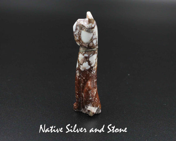 Z Cat (Domestic) - Zuni Fetish Carving<br>Kenny Chavez<br>Wild Horse/Appaloosa &<br>Sterling Silver Accent