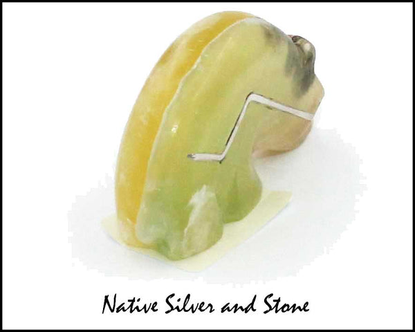 Z Bear on Fours<br>Zuni Fetish Carving<br>Kenny Chavez<br>Brazilian Fluorite-Bi-Color<br>Sterling Silver