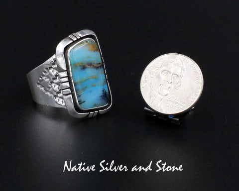Z L Bruce Hodgins, Navajo (Deceased)<br>Ring - Natural Peruvian Opal<br>Handmade Sterling Silver<br>Sawcut & Shadowbox<br>Size 9-1/2